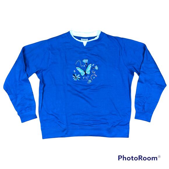 Gold Coast Lightweight Embroidered Butterfly Sweater Sz L - Picture 1 of 4